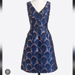 Elegant Blue Jacquard Dress